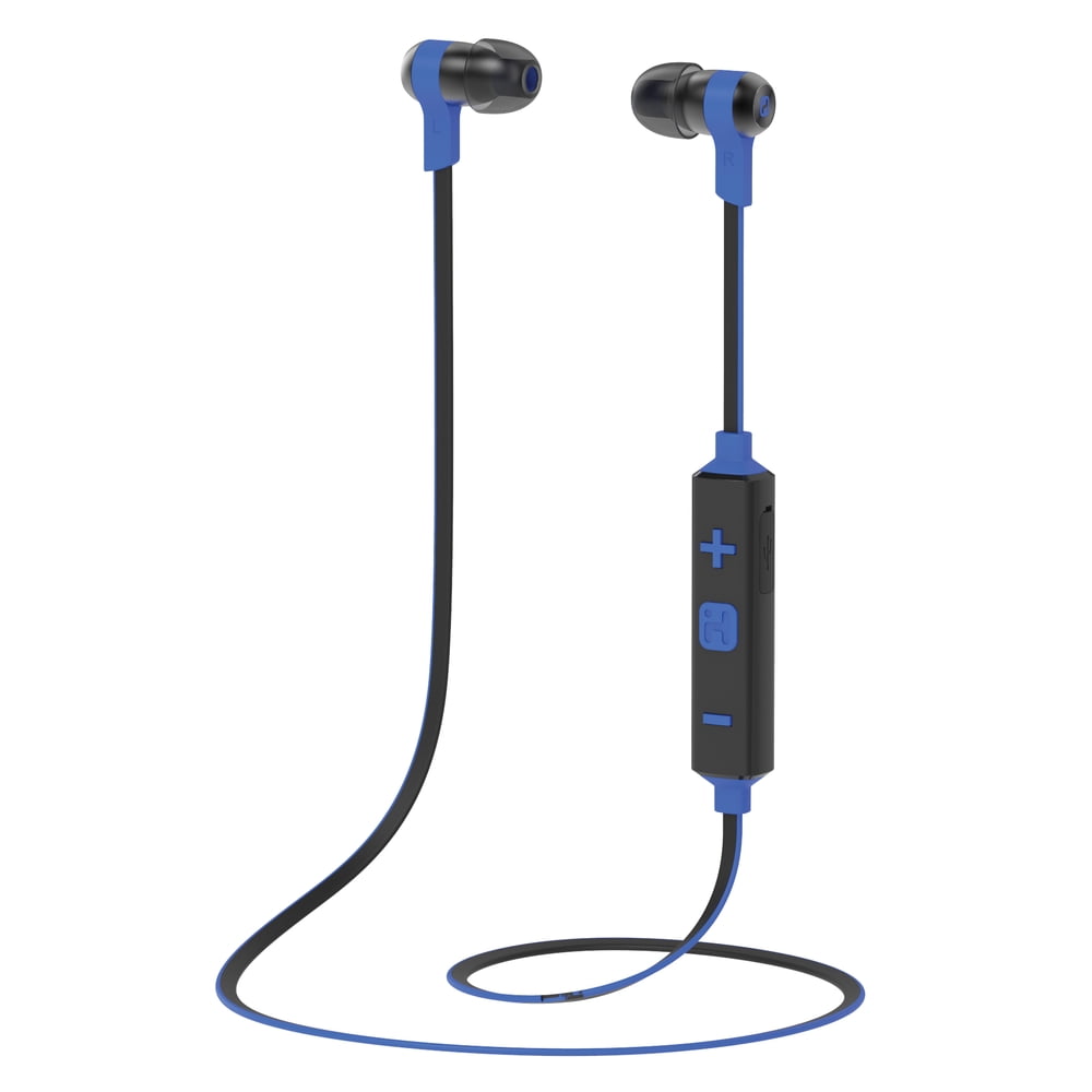 iHome iB39 Wireless Bluetooth Metal Earbuds with Mic Blue Walmart