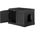 thumbnail image 6 of PRZL Cat Litter Box Enclosure Furniture Hidden Wooden Washroom Litter Box Cabinet, Indoor Cat House with Removable Divider, as Table Nightstand Storage Bench (Black), 6 of 9