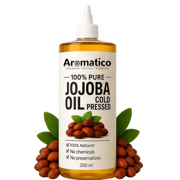 Aromatico 100% Pure Jojoba Oil – Cold Pressed Natural Oil for Hair, Skin & Body Care | 7 fl oz