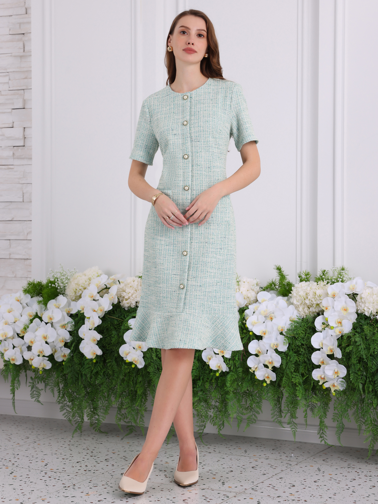 DARING DIVA Women's Short Sleeve Elegant Wedding Bodycon Fishtail Dress XL Cyan