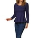 thumbnail image 4 of INSPIRAR CHIC Camisetas de Mujer de Manga Larga con Cuello Redondo Casual Camisas Peplum XS Azul Oscuro, 4 of 6
