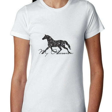 Horse Womens Shirt - Horse My Obsession Equestrian Horseback Pony Women's Cotton T-Shirt