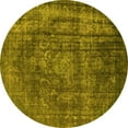 thumbnail image 1 of Ahgly Company Machine Washable Indoor Round Oriental Yellow Industrial Area Rugs, 3' Round, 1 of 4