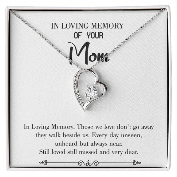 To Mom Remembrance Message Loving Memory White Forever Necklace w Message Card