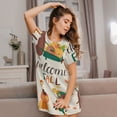 thumbnail image 3 of Naloa Autumn In The Forest Print Women Nightgowns,Womens Loungewear,Short Sleeve Sleepwear,Comfy Ladies Nightdress, 3 of 6
