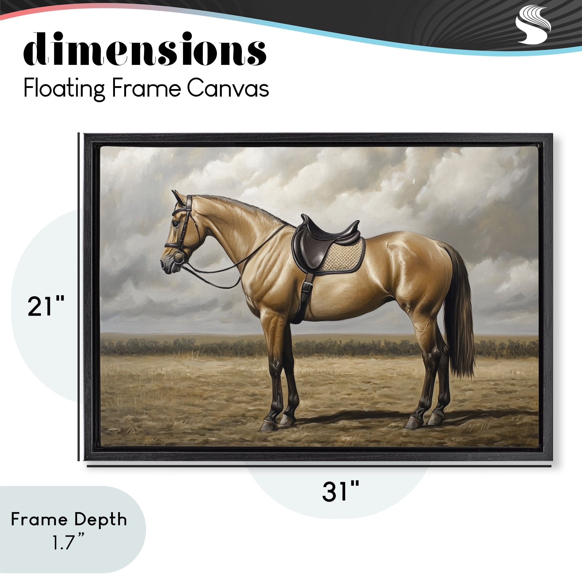 Stupell Industries Shiny Mare Saddled Up Black Framed Floater Canvas Wall Art, design by Petal Prints Design