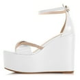 thumbnail image 2 of FSJ Women Graceful Round Open Toe Platform Wedge High Heels Sandals Ankle Strap Adjustable Buckle Party Evening Dress Shoes Size 7 White, 2 of 4