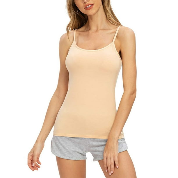 Txlixc - Camiseta sin mangas básica para mujer, con tirantes finos, camisetas interiores ajustables para yoga Txlixc Moda