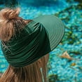 thumbnail image 4 of Summer Women Sun Hat Solid Color Anti-ultraviolet Hollow Out Top Elastic Wide Brim Sun Visor for Outdoor, 4 of 10