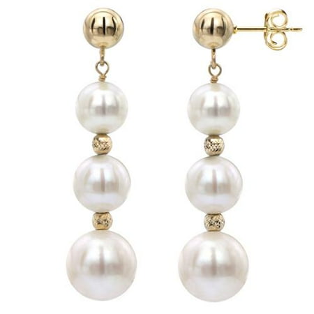 DaVonna White Freshwater Graduated Pearl and Beads Dangle Earring