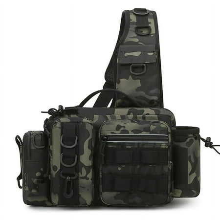 Symkmb Multi-Functional Fishing Tackle Bag Shoulder Messenger Bag Bait Equipment Storage Waterproof Fishing Bag-B nylon Camouflage