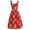 Red Floral, variant on Vintage Style Women Dresses Cotton Linen Blend Square Neck