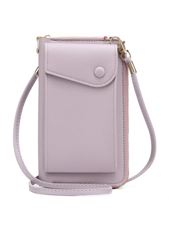 Women Mobile Phone Bags Crossbody Bag Wallet Cell Phone Pouch Holder Shoulder Bag-Light Purple