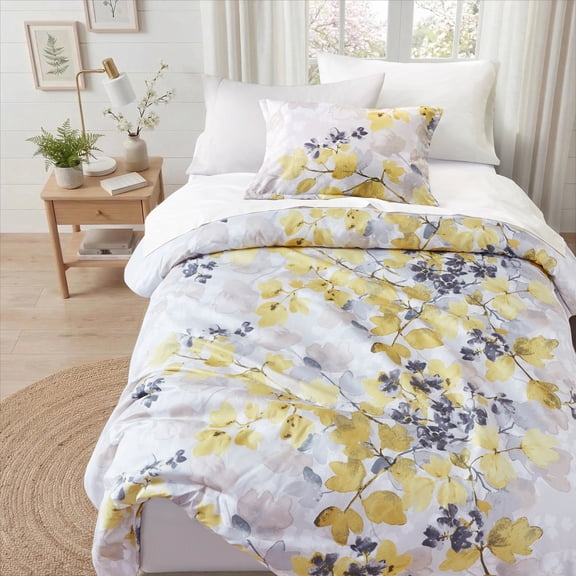 Regency Heights Twin XL Size Comforter Sets, Yellow Bed in a Bag Twin XL, Botanical Bedding Comforter Set with Bed Sheets and Side Pockets, 6 Pieces