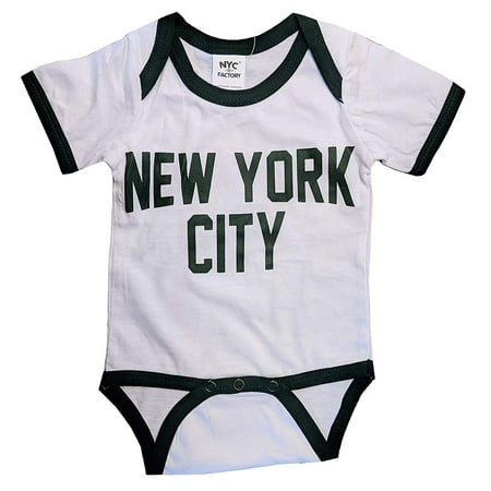 NYC FACTORY New York City Baby Bodysuit Ringer Shirt Screen Printed Lennon Retro Style