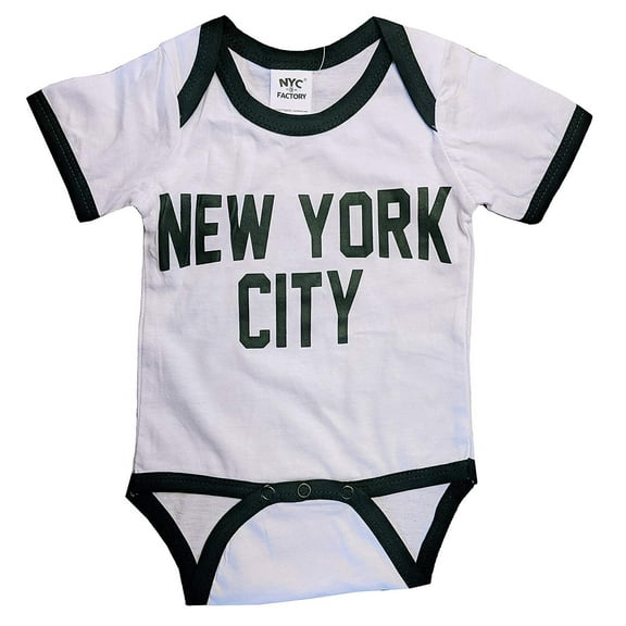 NYC Factory New York City Baby Bodysuit Ringer Shirt Screen Printed Lennon Retro Style 6m