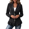 thumbnail image 6 of Cmtiyu Ruffled Jackets for Women Long Sleeve Lapel Button Down Gray Corduroy Jacket Dressy Casual Lightweight Fall Jacket S-3XL, 6 of 7