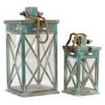 thumbnail image 1 of Urban Trends Collection: Wooden Lantern, Tinted Wood Finish, Turquoise, 1 of 1