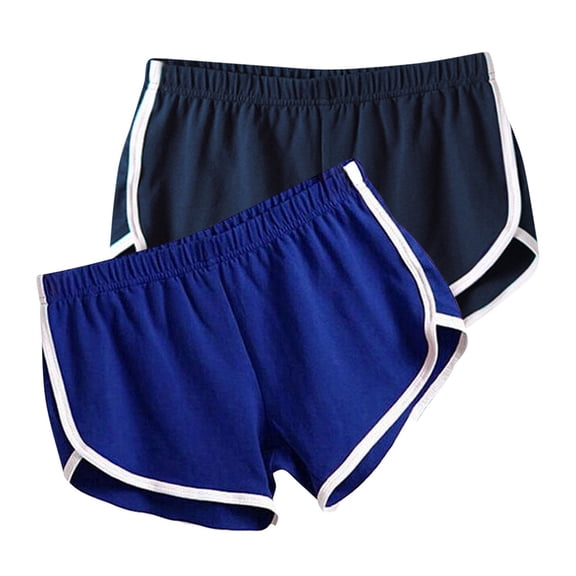 MELDVDIB 2PC Womens Workout Shorts Striped Elastic Waistband Soft Workout Shorts Gym Running Hiking Summer Shorts