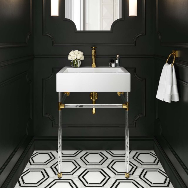 Modway Redeem 24" Acrylic Wall-Mount Bathroom Vanity in Clear White