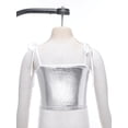 thumbnail image 4 of iEFiEL Kids Girls Metallic Shiny Dance Tops Camis Lace-up Shoulder Straps Crop Top Belly Jazz Dance Costume, 4 of 7