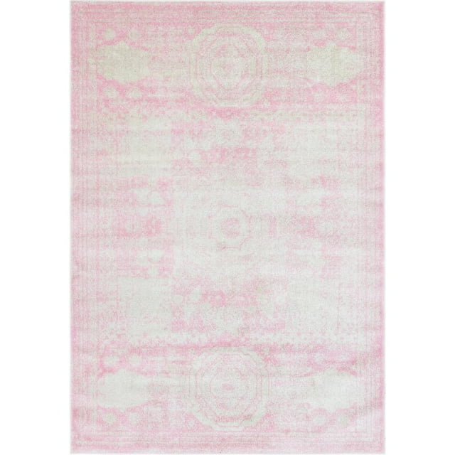Unique Loom Bromley Vintage Country Rug 7' x 10' Rectangular Pink/Ivory