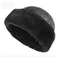 thumbnail image 2 of Thick Outdoor Warm Winter Hat Men Black Fur Leather Male Windproof Snow Ski Cap Fleece Lined ,Fashion Design, 2 of 7