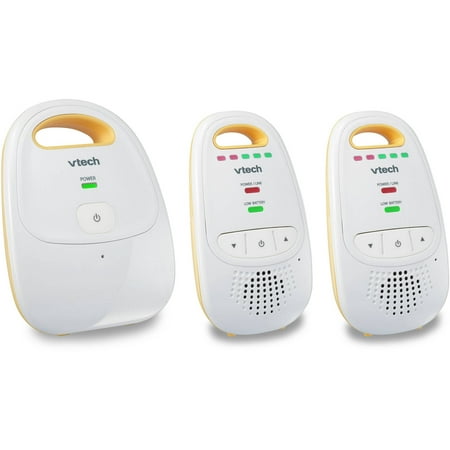 VTech DM111-2 DECT 6.0 Digital Audio Baby Monitor with Belt Clip, 2 Parent Units, White