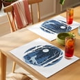 thumbnail image 4 of Blue Wolf Placemats Set of 8 Christmas Tree Forest Scissors Moon Night Place Mats Indoor Wipeable Table Mats Washable Cloth Dining Table Placemats for Kitchen Holiday Party Home Decor 13x19 Inch, 4 of 9