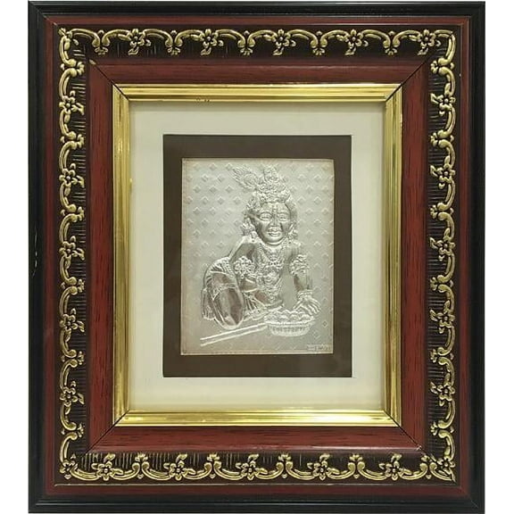 Silver Picture in Frames Ladoo Gopal 8"x8"