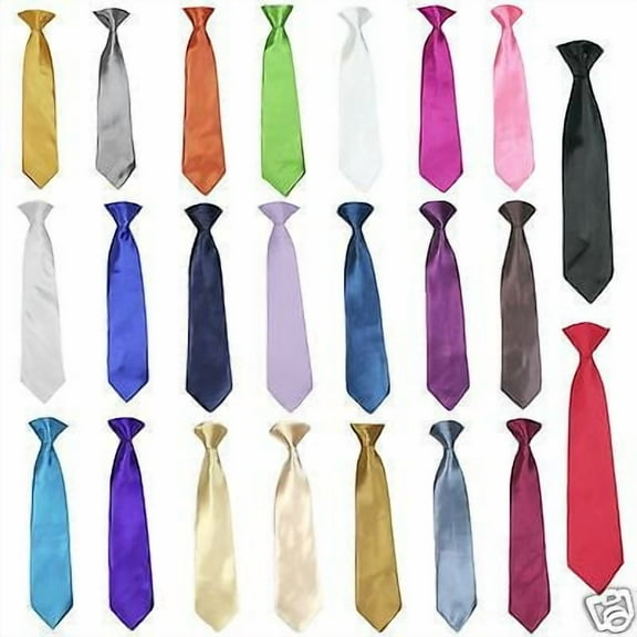 Unotux Adjustable Solid 23 Color Clip on Long Tie for Boys, Eggplant