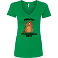 thumbnail image 3 of Inktastic Finally It's Groundhog Day Women's V-Neck T-Shirt, 3 of 5