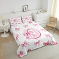 thumbnail image 4 of Erosebridal Monogrammed Bow Comforter Sets Queen Size,Personalized Initial Bedding Queen Comforter Set,Bowknot Decoration,Reversible,Ultra Soft,3-Piece, 4 of 8
