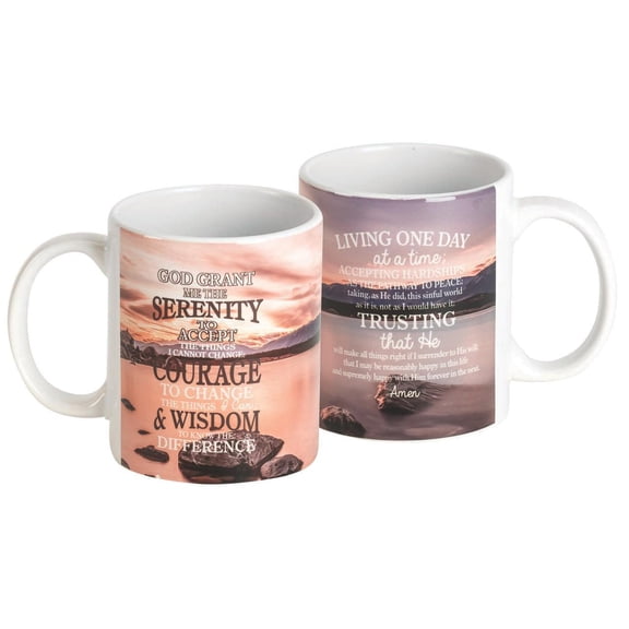 Serenity Prayer Peaceful Pink Sunset 11 ounce Ceramic Novelty Coffee Mug