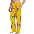 thumbnail image 2 of Uemuo Mardi Gras Crayfish and Fleur de lis Pattern Men's Wide Leg Palazzo Lounge Pants with Pockets Light Weight Loose Comfy Casual Pajama Pants-Small, 2 of 9