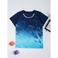 thumbnail image 2 of Miutii Kids Boys Casual Sport T-shirts Gradient Quick Dry Short Sleeve Tee Top Football Training Navy Blue S, 2 of 9