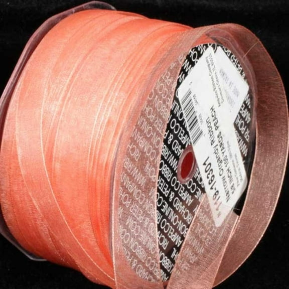 The Ribbon People Peach Narrow Organdy Craft Ribbon 0.625" x 100 Yards