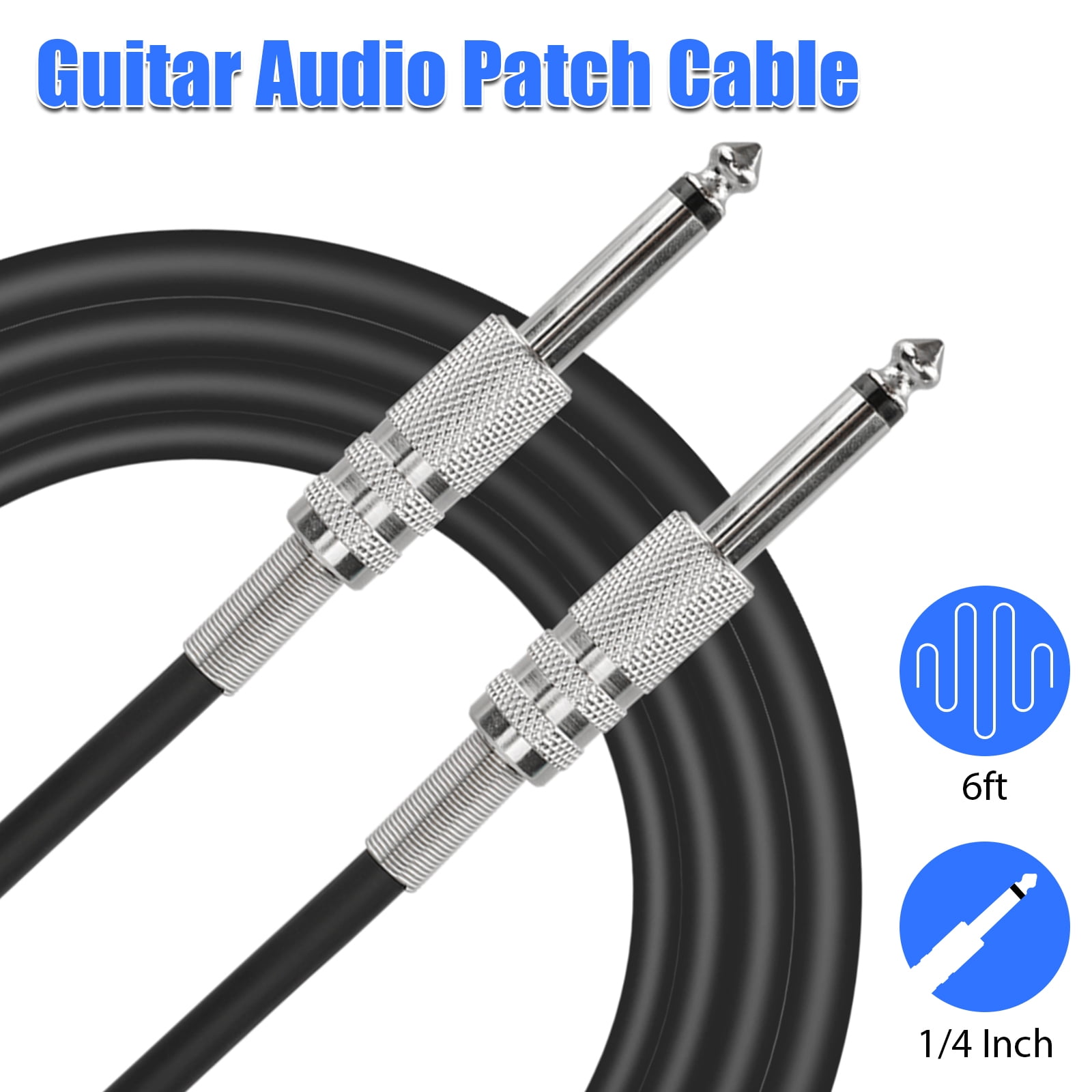 Donner Guitar Cable 10 ft Premium Electric Instrument Bass Cable AMP Cord 1/4 Right Angle to Straight Black Blue 