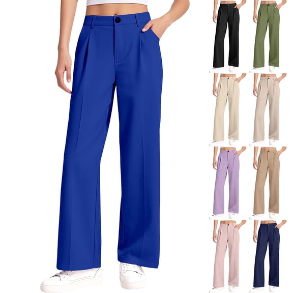 Blekii Girls Dress Pants Wide Leg Trousers, Girls Dress Pants Wide Leg Trousers, School Uniform Pants for Kids 7-14 Years, Formal Casual Wear School Uniform Pants 7-14 Years School Uniform, Formal
