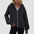 thumbnail image 2 of Godom Womens Zip Up Hoodies Oversized Sweatshirt Fall Fashion Outfits 2025 Casual Hooded Jackets, 2 of 6