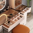 thumbnail image 2 of Lartis Premium Makeup Vanity Table, Storage Dressing Table,Vanity Desk,Dresser Set with Solid Wood upholstered Stool, LED Mercury Mirror, Built-in Sensor Light, USB Socket,Easy Assembly, 2 of 13