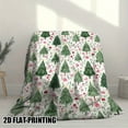 thumbnail image 2 of 1 Piece Soft Touch Christmas Tree Floral Print Flannel Blanket - Green Pine Trees and Pink Flowers Pattern - All-Season Sofa Bed Decorative Throw Blanket, 2 of 8