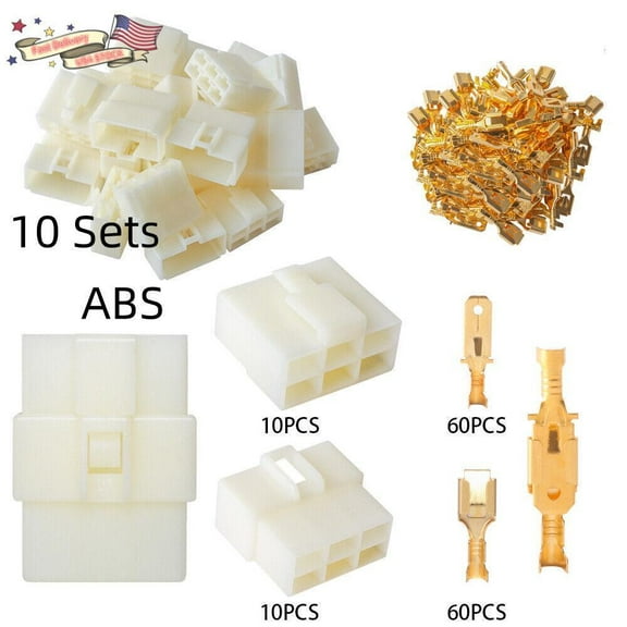 10Sets 6-Pin Motorcycle Male/Female Plug Socket Wire Connectors 6.3mm Electric