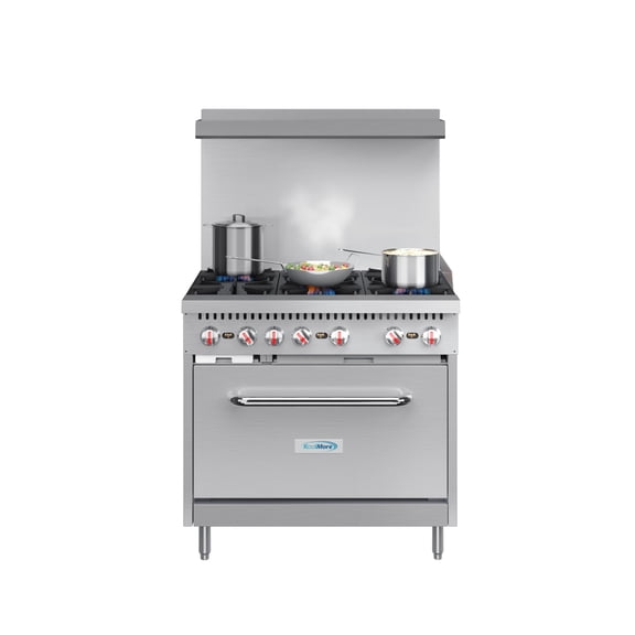 36 in. 6 Burner Commercial Liquid Propane Range in Stainless-Steel (KM-CR36-NG)