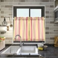 thumbnail image 4 of Yayeee Kitchen Curtains Tier Pair Light Filtering 27"x24" Rod Pocket Short Cafe Window Panel, Pink And Yellow Striped Pattern, 4 of 7