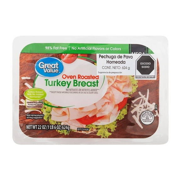 Pechuga de pavo Great Value horneada 624 g