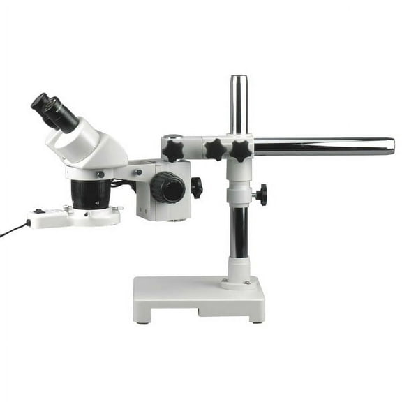 AmScope 10X-20X-30X-60X Stereo Microscope on Single-Arm Boom with Ring Light New