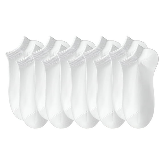 TELOLY 5Pairs Mens Ankle Socks9-13Mens Ankle Socks Size 9-11 Men's Socks ,White