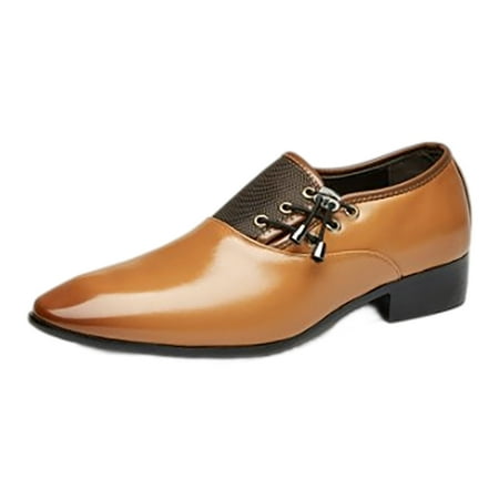 

KELINFONG Men s Patent Leather Tuxedo Dress Shoes Classic Lace up Pointed Toe Formal Oxfords