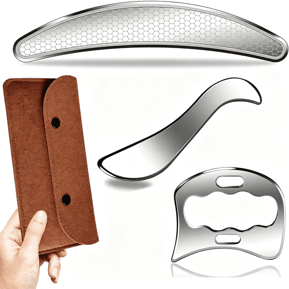DUPAI 3 in 1 304Stainless Steel Muscle Scraper Tools Set,Scraping Massage Tools for Physical Therapy,Derma Edge Massage Tool & Guasha Massage Scraper Tool,Iastm Tools,Guasha Tool for Body
